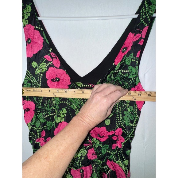 Maeve by Anthropologie Pink Floral V Neck Sleeveless Midi Dress Women's US 8 - Picture 4 of 8